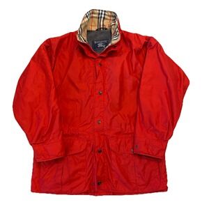 Vintage Burberrys Red Harrington Jacket Nova Check Fleece Lined Size S Zip Up